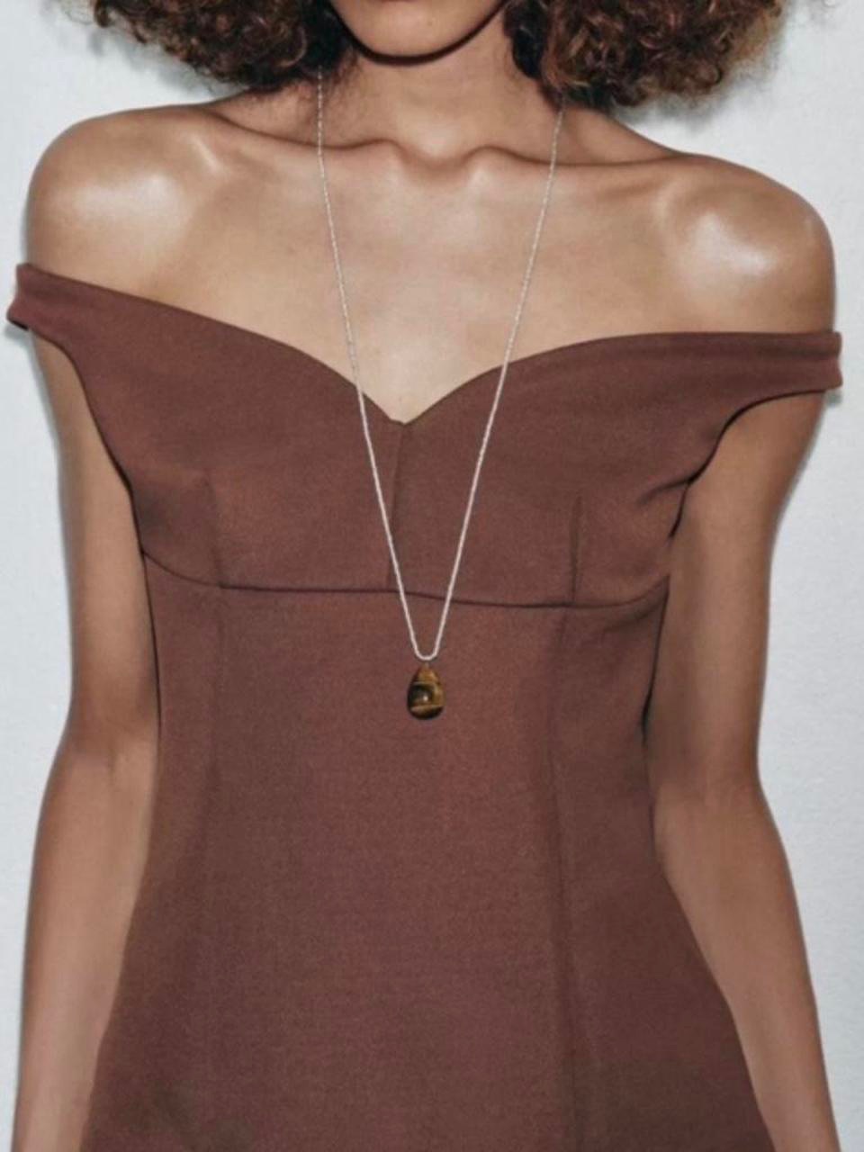 Zara Brown Off The Shoulder Blouse Size Small